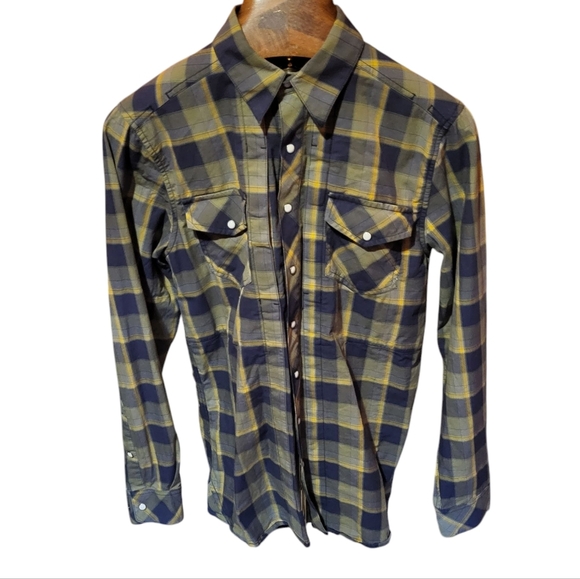 5.11 Tactical Shirt Mens Small Blue Yellow Plaid Pearl Snap Utility Workwear - Picture 1 of 5